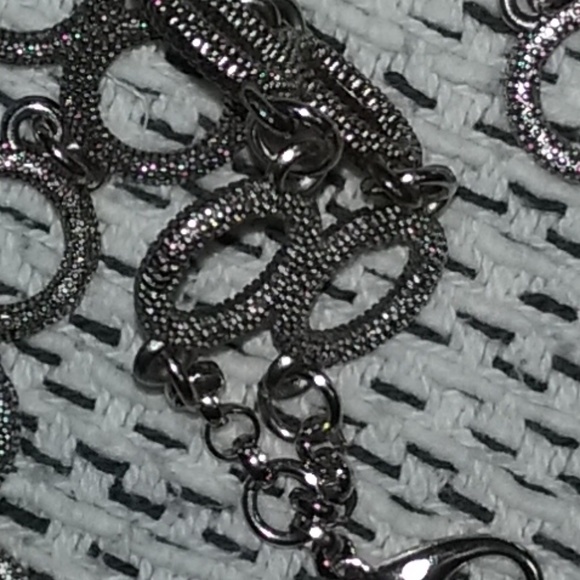 Long silver-tone double circle link belt/necklace - Picture 4 of 7